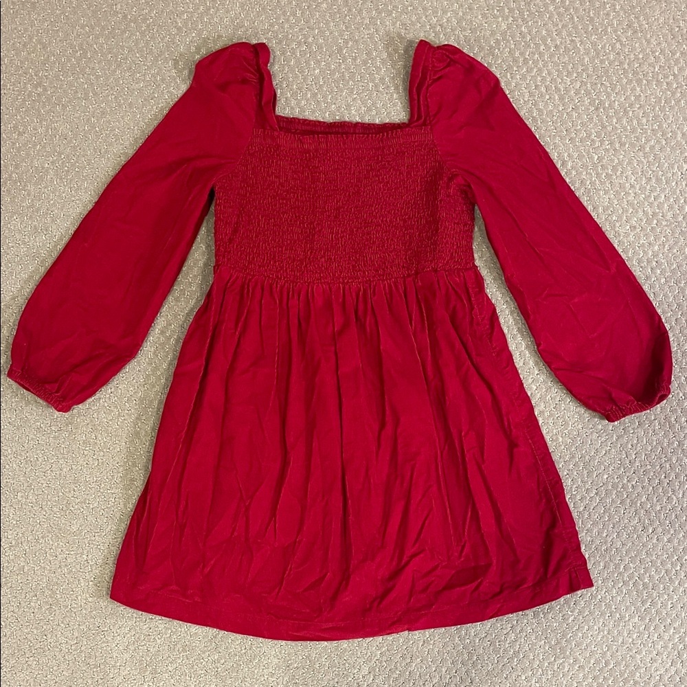 GAP Girls Crimson Smocked Long-Sleeve Dress